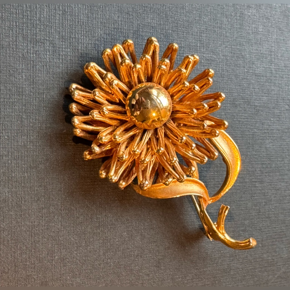 Gold Floral Statement Brooch - Women Jewelry